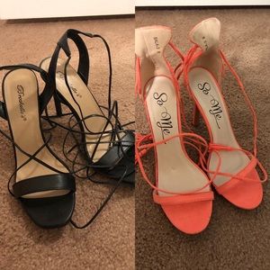 Tie up open toe heels